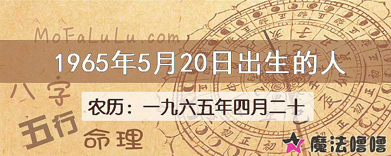 1965年5月20日出生的八字怎么样？