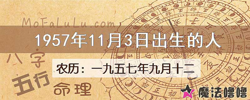 1957年11月3日出生的八字怎么样？