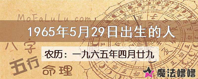 1965年5月29日出生的八字怎么样？