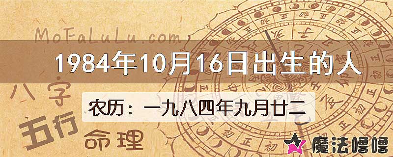 1984年10月16日出生的人