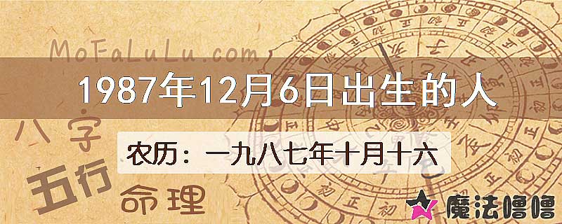 一九八七年十月十六(新历1987年12月6日)出生的人