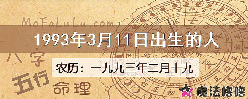 一九九三年二月十九(新历1993年3月11日)出生的人