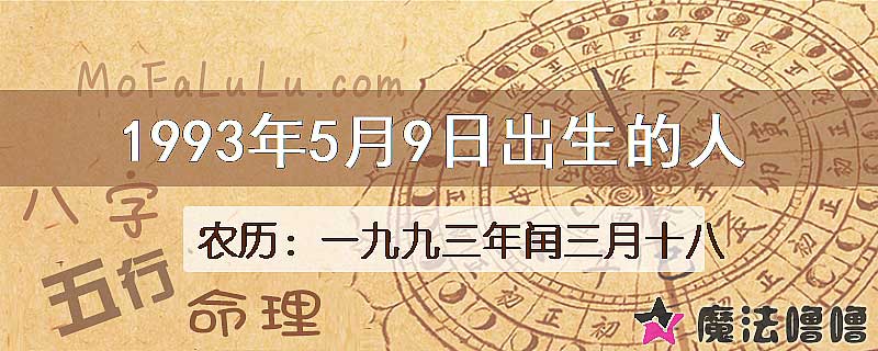 一九九三年閏三月十八(新历1993年5月9日)出生的人