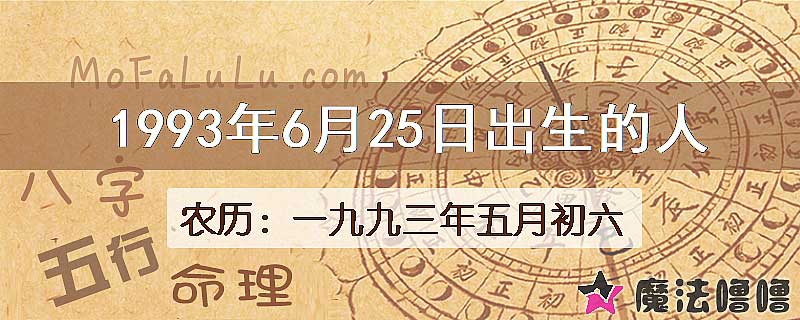 一九九三年五月初六(新历1993年6月25日)出生的人