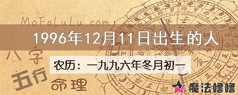 一九九六年冬月初一(新历1996年12月11日)出生的人