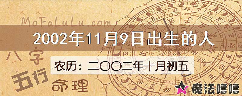 二〇〇二年十月初五(新历2002年11月9日)出生的人