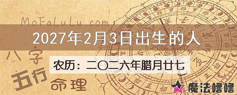 2027年2月3日出生的八字怎么样？