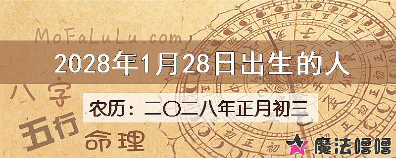 2028年1月28日出生的八字怎么样？