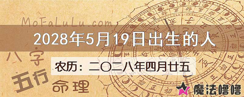 2028年5月19日出生的八字怎么样？