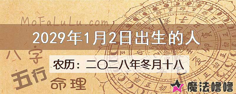 2029年1月2日出生的八字怎么样？