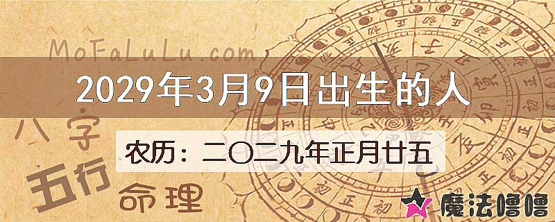 2029年3月9日出生的八字怎么样？