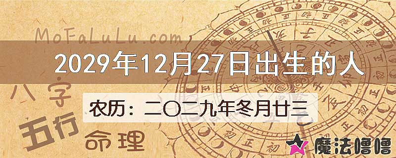 2029年12月27日出生的八字怎么样？