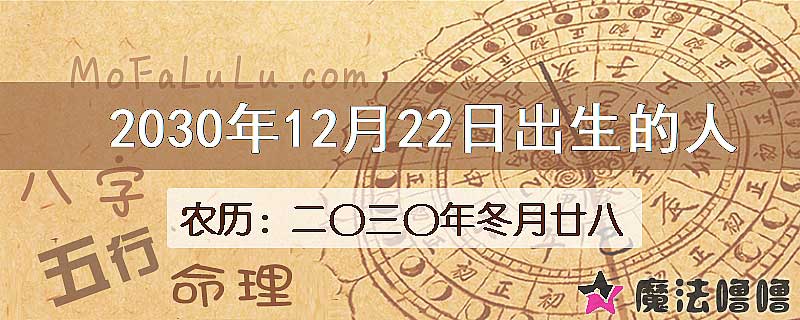 2030年12月22日出生的八字怎么样？