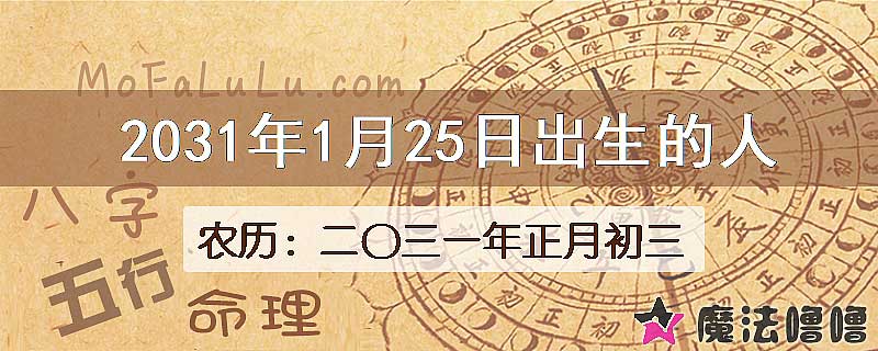 2031年1月25日出生的八字怎么样？