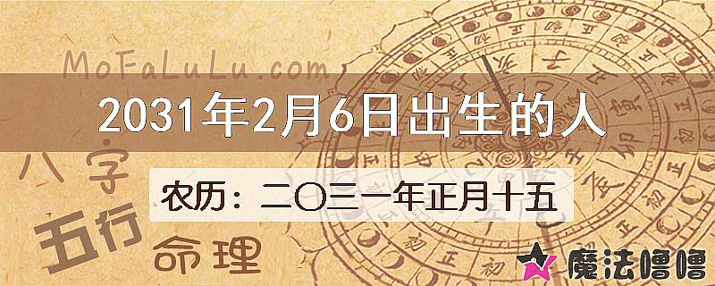 2031年2月6日出生的八字怎么样？
