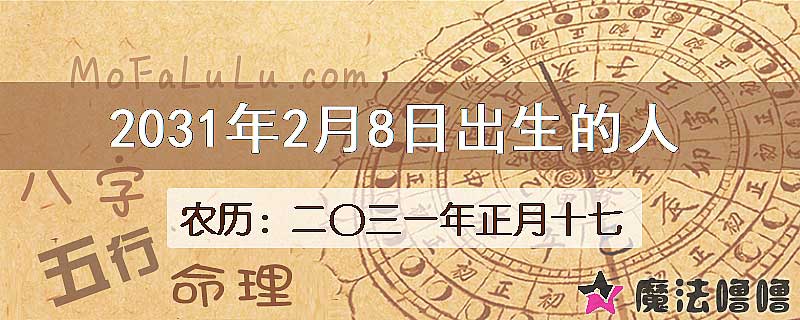 2031年2月8日出生的八字怎么样？