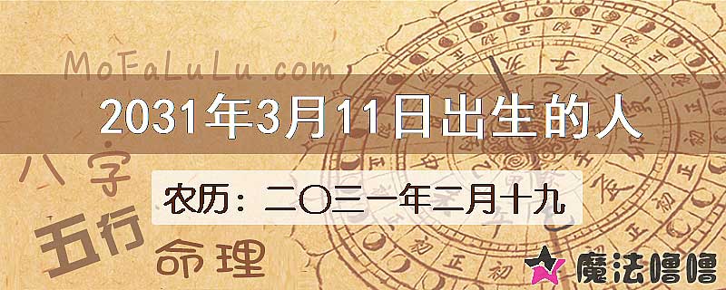 2031年3月11日出生的八字怎么样？