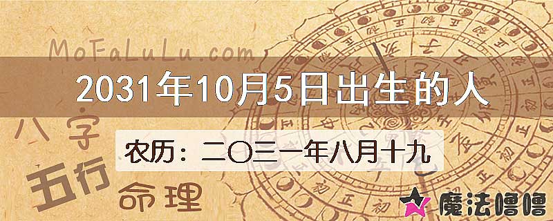 2031年10月5日出生的八字怎么样？