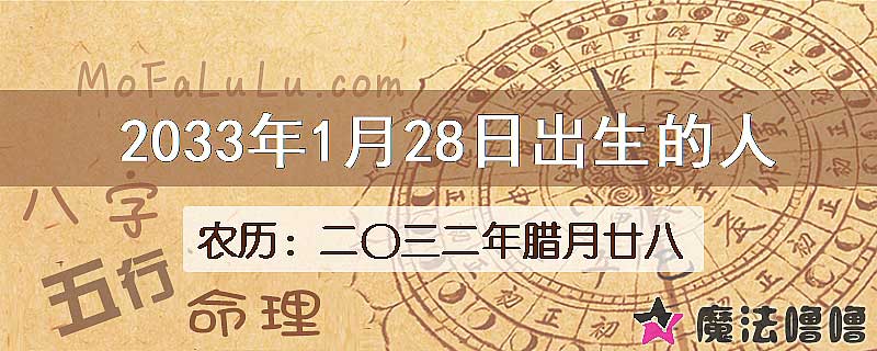 2033年1月28日出生的八字怎么样？