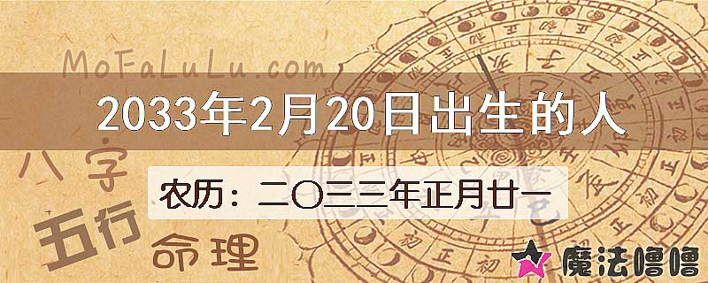 2033年2月20日出生的八字怎么样？