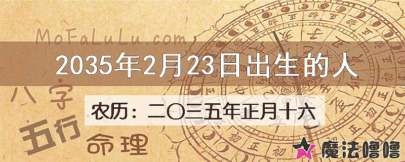 2035年2月23日出生的八字怎么样？