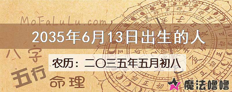 2035年6月13日出生的八字怎么样？