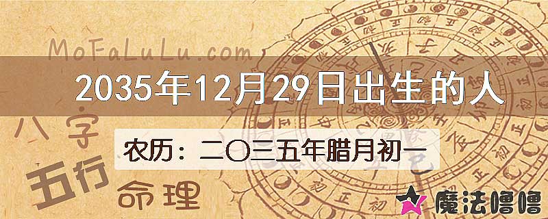2035年12月29日出生的八字怎么样？
