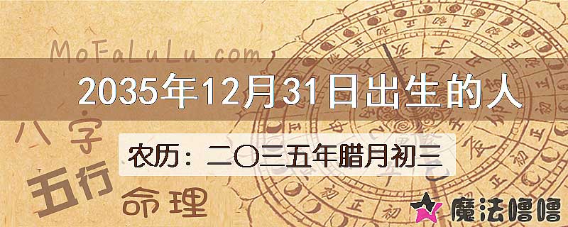 2035年12月31日出生的八字怎么样？