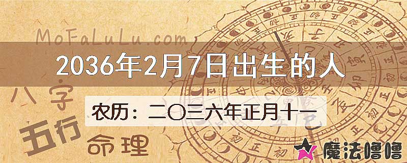2036年2月7日出生的八字怎么样？