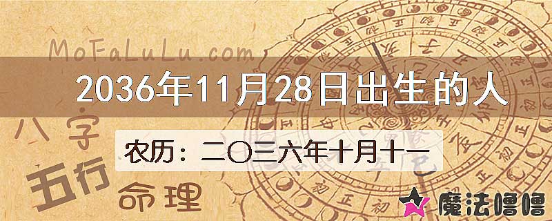 2036年11月28日出生的八字怎么样？