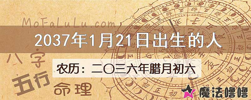2037年1月21日出生的八字怎么样？