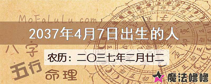 2037年4月7日出生的八字怎么样？