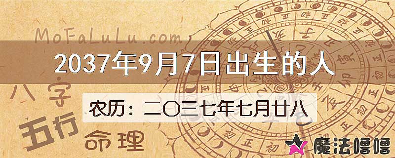 2037年9月7日出生的八字怎么样？