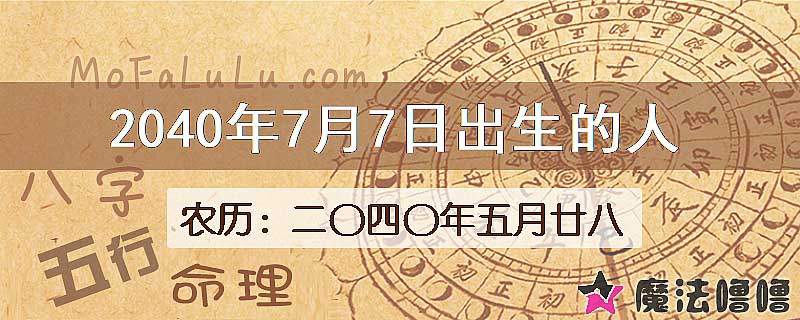 2040年7月7日出生的人