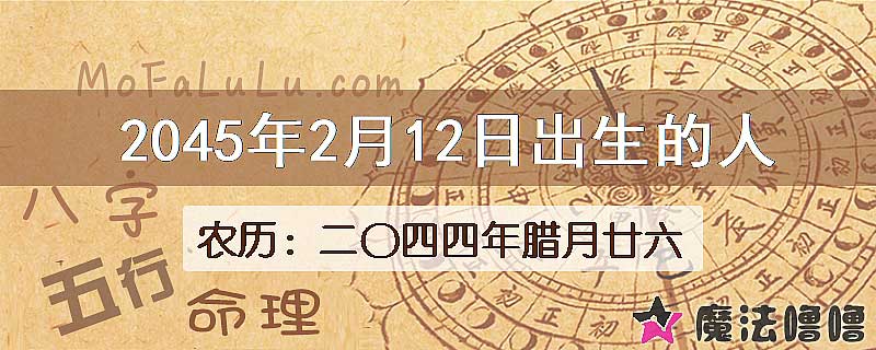 2045年2月12日出生的人