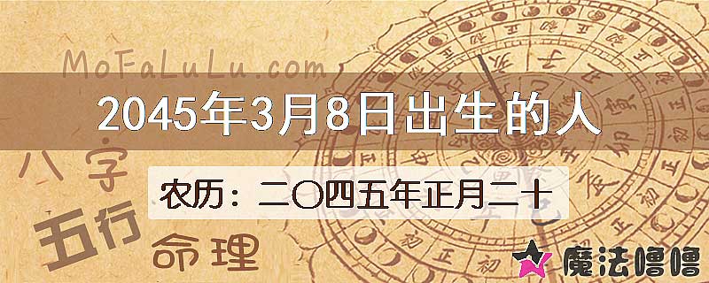 2045年3月8日出生的人