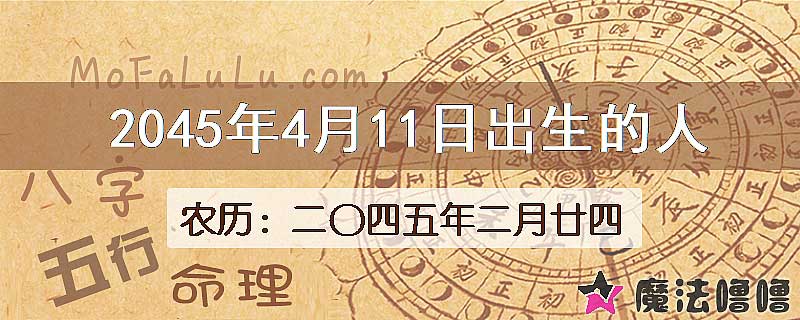 2045年4月11日出生的人