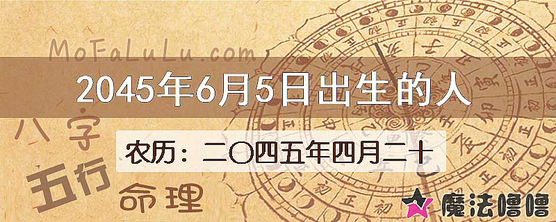 2045年6月5日出生的人