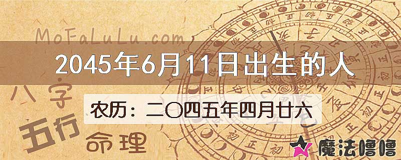 2045年6月11日出生的人
