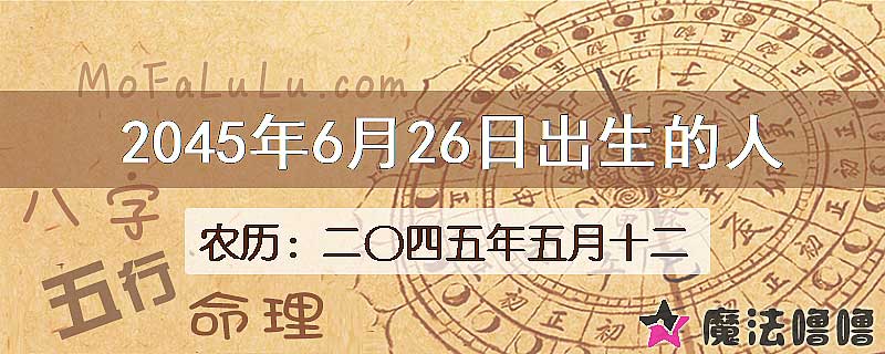 2045年6月26日出生的人