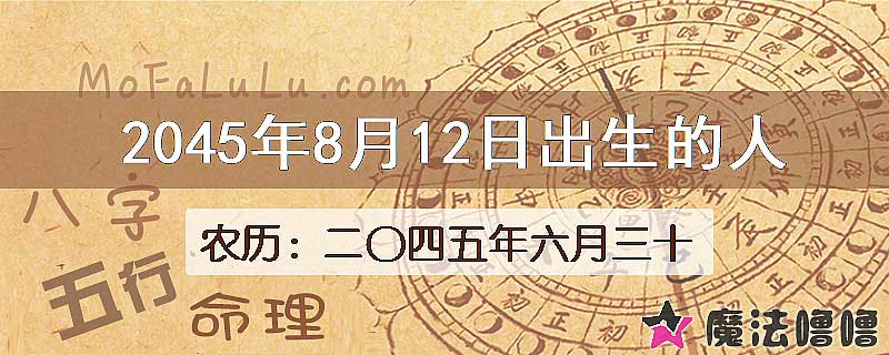 2045年8月12日出生的人