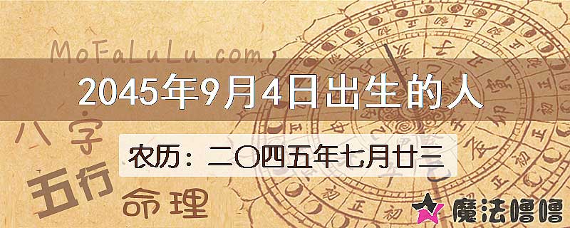 2045年9月4日出生的人