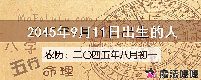 2045年9月11日出生的人