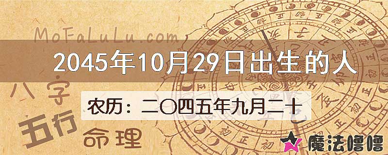 2045年10月29日出生的人