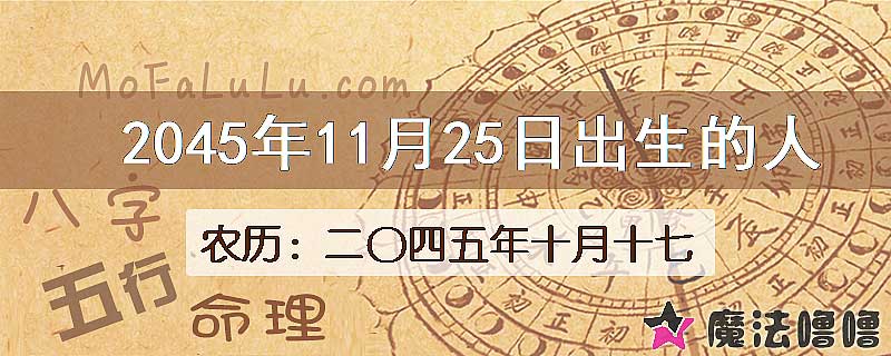 2045年11月25日出生的人