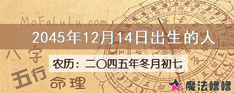 2045年12月14日出生的人