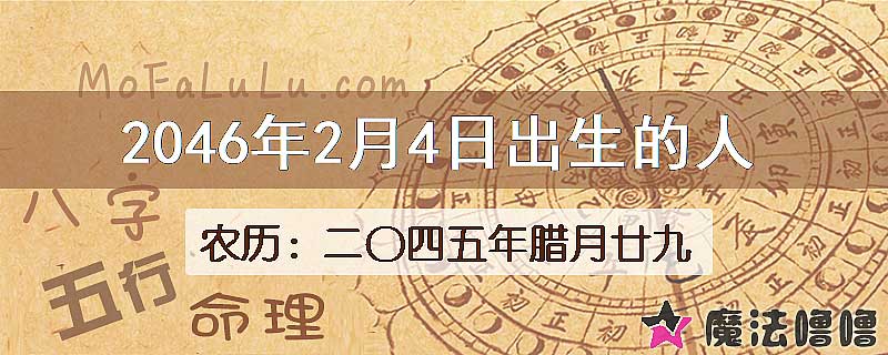 2046年2月4日出生的人