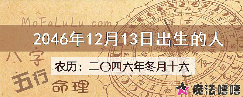 2046年12月13日出生的人