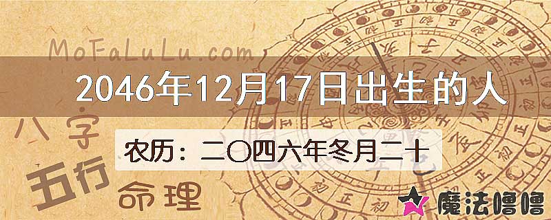 2046年12月17日出生的人